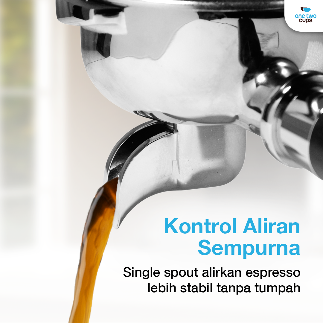 Gambar produk One Two Cups Portafilter Single Spout Stainless Steel 58mm Plastik - AL304