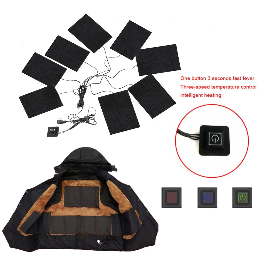 HailiCare Penghangat Pakaian Elektrik USB Heating Pad 3 Levels 8 Pad - BZ550 Gambar produk HailiCare Penghangat Pakaian Elektrik USB Heating Pad 3 Levels 8 Pad - BZ550