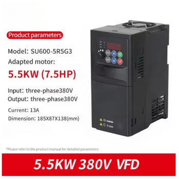 SUSWE Frequency Converter Inverter VFD 3 Phase 220V to 380V 5.5KW - SU600A-5R5G1-B
