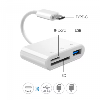 Gambar produk LASO Card Reader 3in1 USB Type C OTG SD TF Multifungsi High Speed - AT4