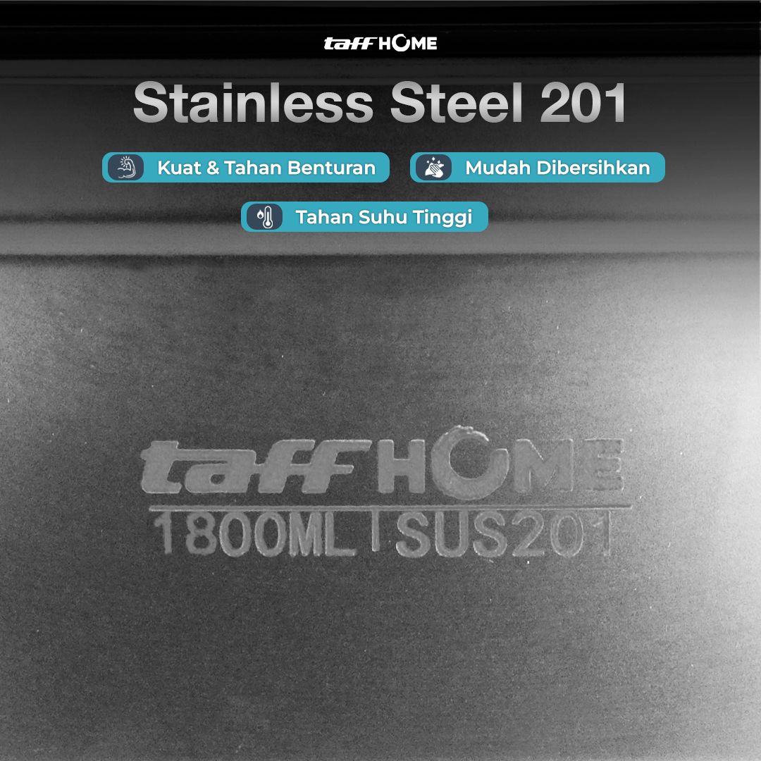 TaffHOME Kotak Makan Anti Tumpah Lunch Bento Box Stainless Steel 201 1800ml - KT273 Gambar produk TaffHOME Kotak Makan Anti Tumpah Lunch Bento Box Stainless Steel 201 1800ml - KT273