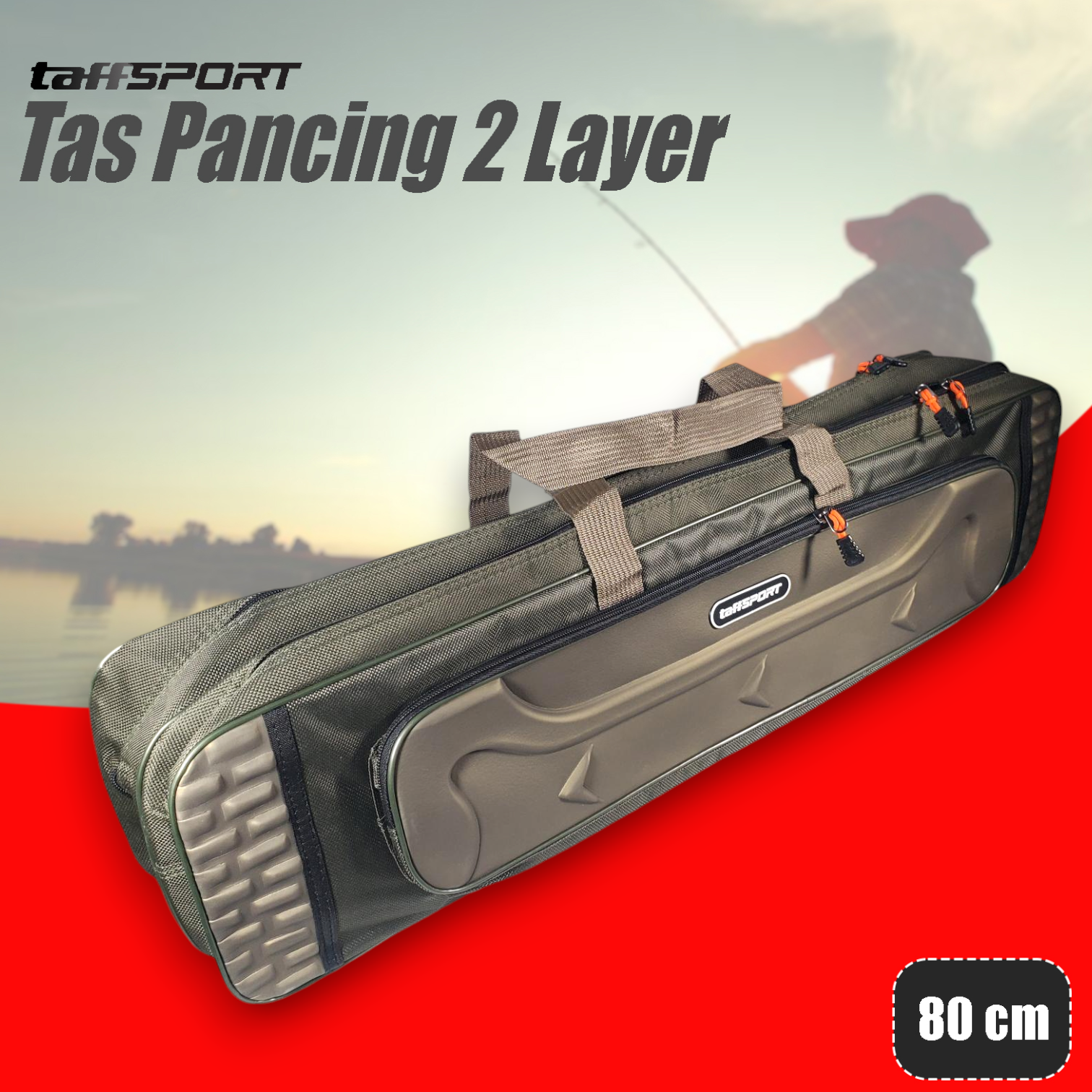 TaffSPORT Tas Pancing Multifunction Fishing Bag 1680D Oxford 2 Layer 80cm - D200 Gambar produk TaffSPORT Tas Pancing Multifunction Fishing Bag 1680D Oxford 2 Layer 80cm - D200