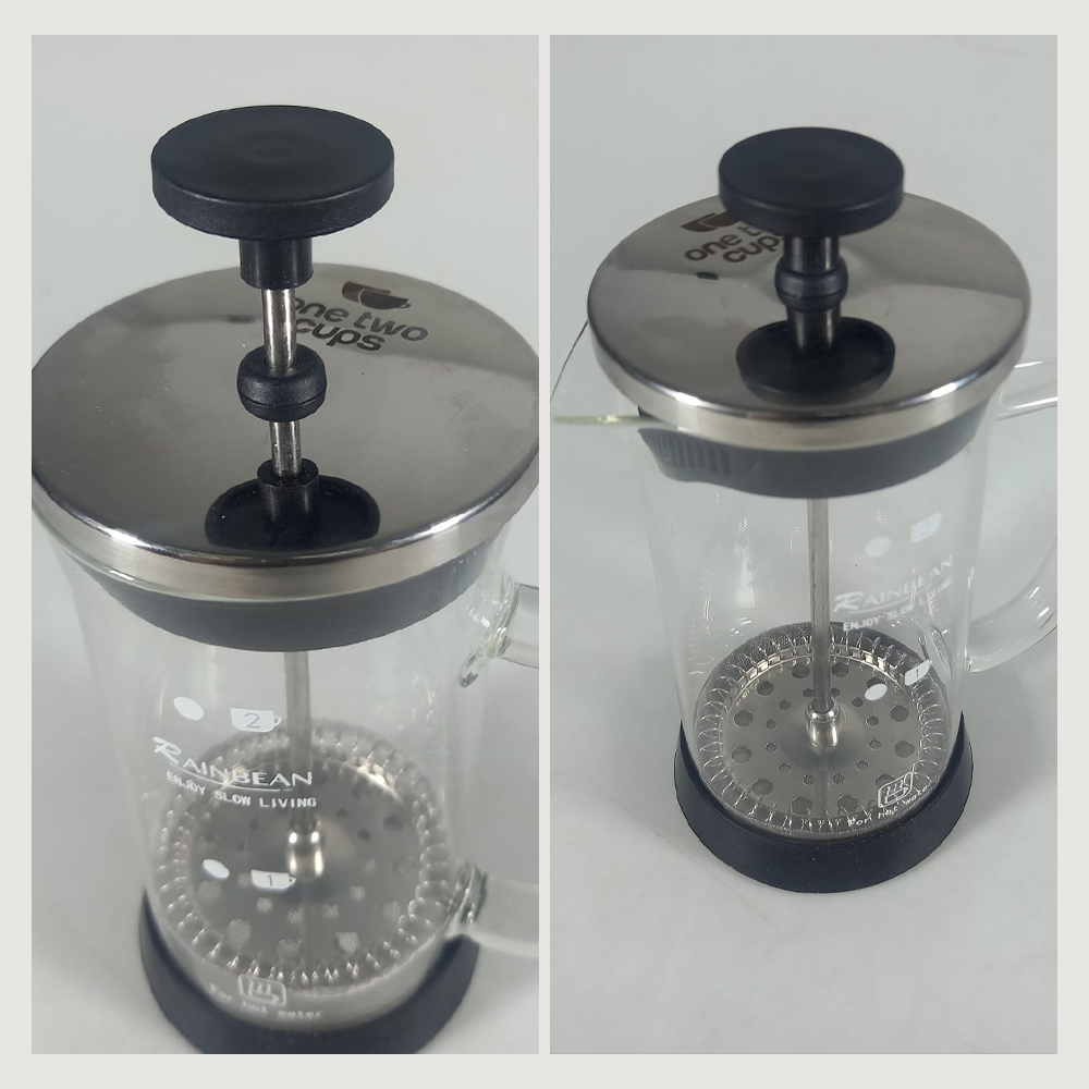 One Two Cups French Press Coffee Maker Pot Plunger Borosilicate 350ml - CP15 Gambar produk One Two Cups French Press Coffee Maker Pot Plunger Borosilicate 350ml - CP15