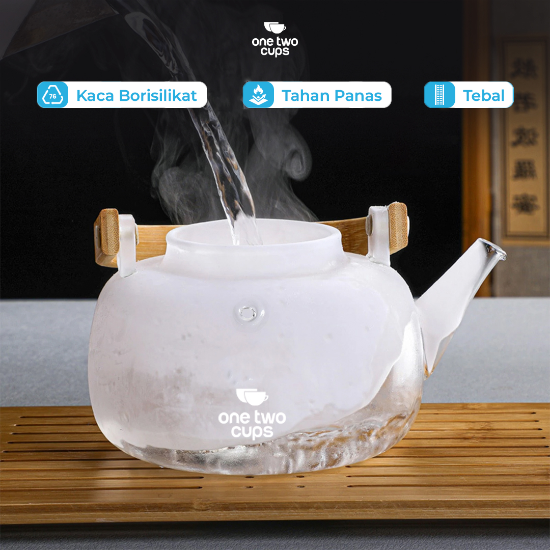 One Two Cups Teko Teh Pitcher Japanese Style Tahan Panas Api Teapot 1000ml - 8CV101 Gambar produk One Two Cups Teko Teh Pitcher Japanese Style Tahan Panas Api Teapot 1000ml - 8CV101