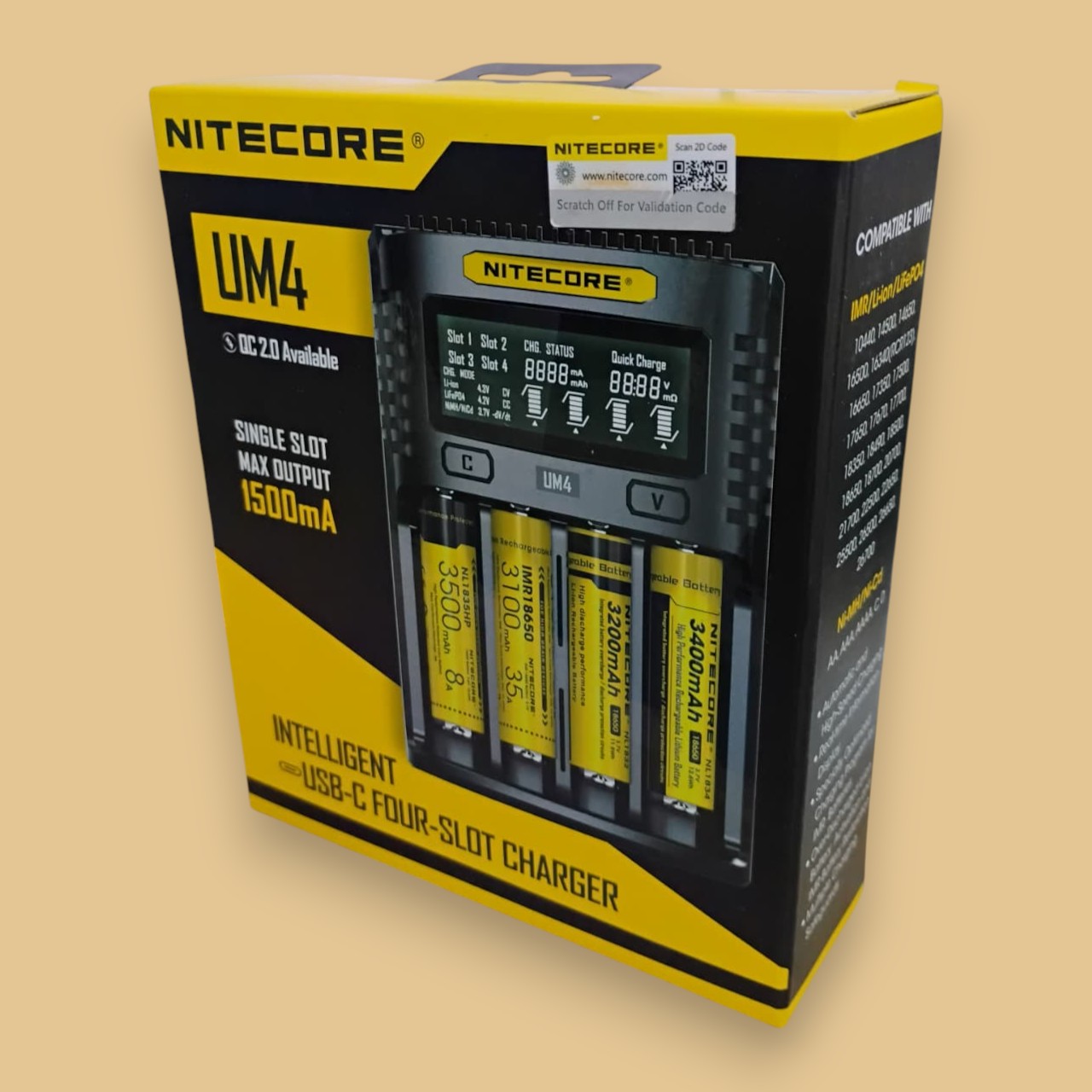 Gambar produk NITECORE Charger Baterai 4 Slot AA AAA C D Li-Ion Ni-MH LCD Display - UM4