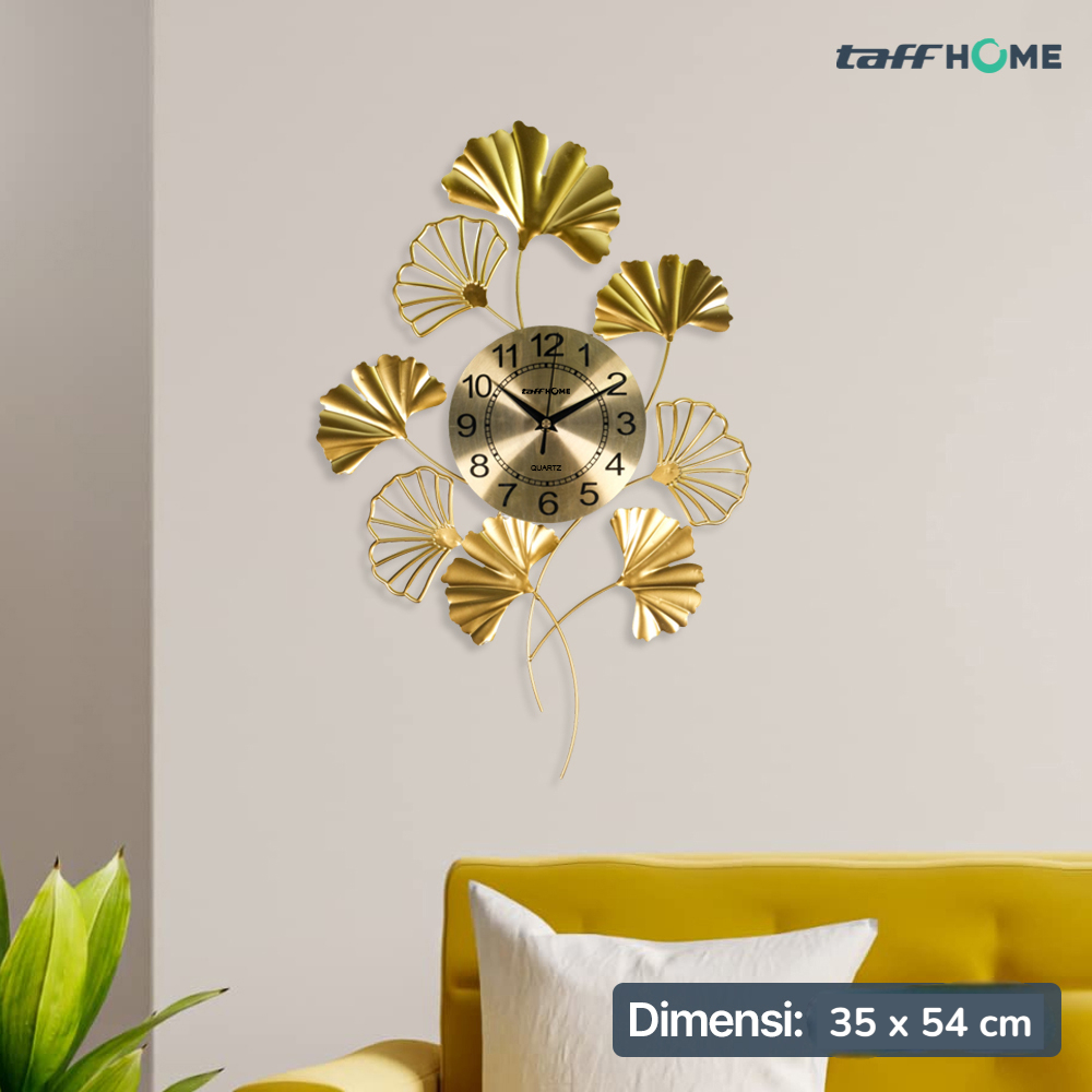 TaffHOME Jam Dinding Besi Ginkgo Biloba Silent Movement 54cm - MW-35 Gambar produk TaffHOME Jam Dinding Besi Ginkgo Biloba Silent Movement 54cm - MW-35