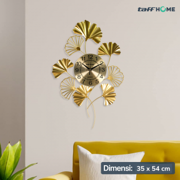 TaffHOME Jam Dinding Besi Ginkgo Biloba Silent Movement 54cm - MW-35
