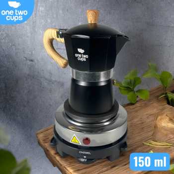 One Two Cups Moka Pot Espresso Coffee Maker 3 Cup 150ml with Heater - WY-03E