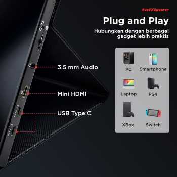 Gambar produk Taffware Portable Monitor 15.6 Inch IPS UHD 4K 60Hz Type C Mini HDMI - SJD1505