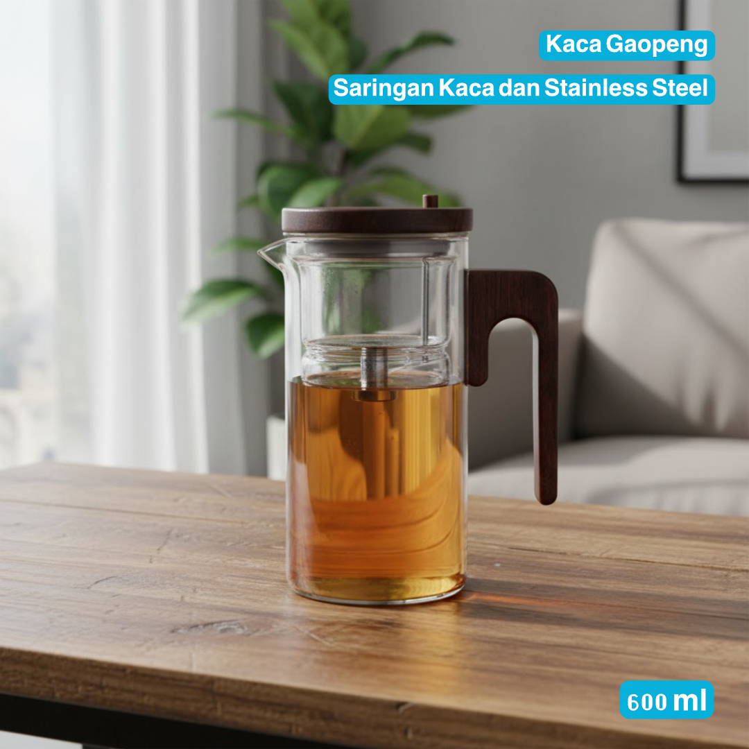 Gambar produk TERNITEA Teko Teh Kaca Tahan Panas One Click Filter Magnetik Teapot 600ml - TR-68