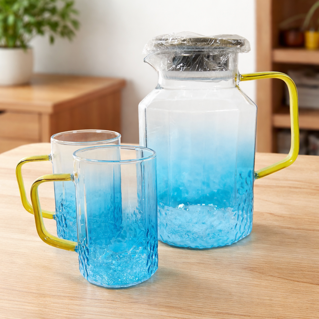 BOUSSAC Set Teko Cangkir Kaca Kopi Teh 1 Pitcher 2 Cups Aesthetic 1.8L - BSS18 Gambar produk BOUSSAC Set Teko Cangkir Kaca Kopi Teh 1 Pitcher 2 Cups Aesthetic 1.8L - BSS18