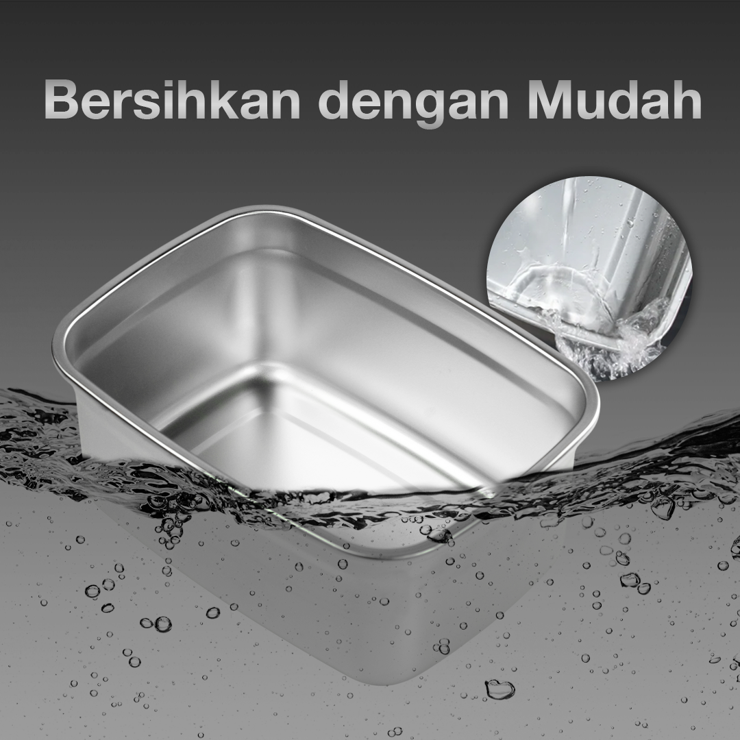 TaffHOME Kotak Makan Anti Tumpah Deep Lunch Box Stainless Steel 304 1000ml - Slyz51 Gambar produk TaffHOME Kotak Makan Anti Tumpah Deep Lunch Box Stainless Steel 304 1000ml - Slyz51