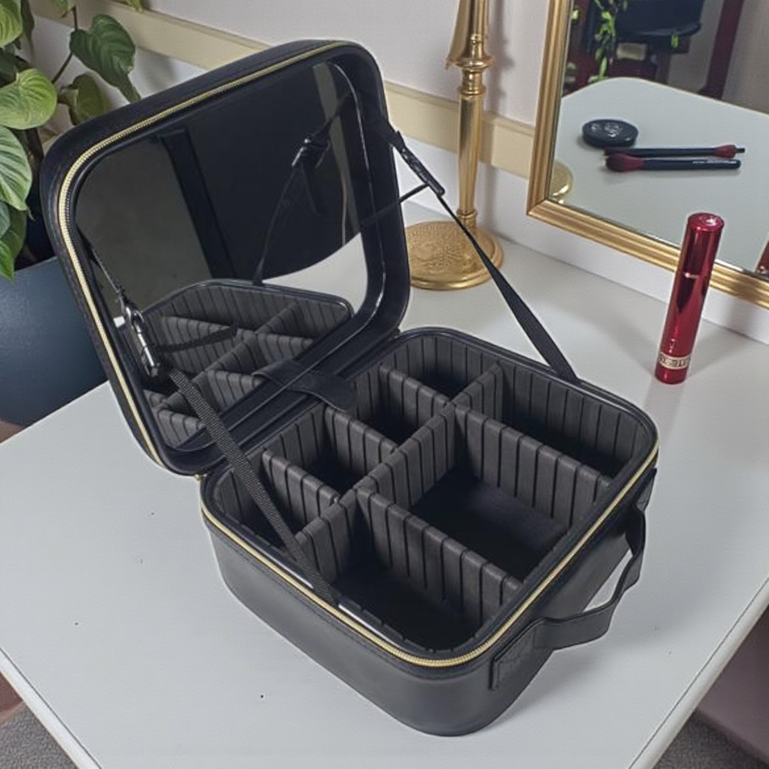 SNU Tas Organizer Make Up Kosmetik Multifungsi with Mirror 26x23x12cm V-shaped - F300 Gambar produk SNU Tas Organizer Make Up Kosmetik Multifungsi with Mirror 26x23x12cm V-shaped - F300