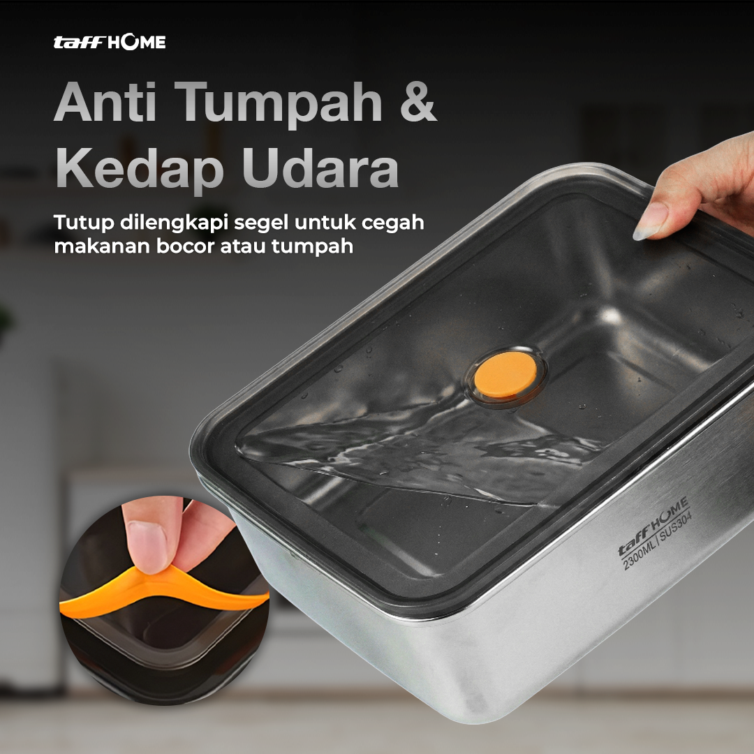 TaffHOME Kotak Makan Lunch Box Multifunction Stainless Steel 304 2300ml - AC-21 Gambar produk TaffHOME Kotak Makan Lunch Box Multifunction Stainless Steel 304 2300ml - AC-21