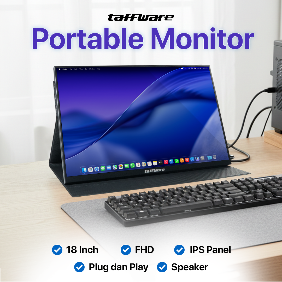 Taffware Portable Monitor 18 Inch IPS FHD 120Hz Type C Mini HDMI - PP120HZ Gambar produk Taffware Portable Monitor 18 Inch IPS FHD 120Hz Type C Mini HDMI - PP120HZ