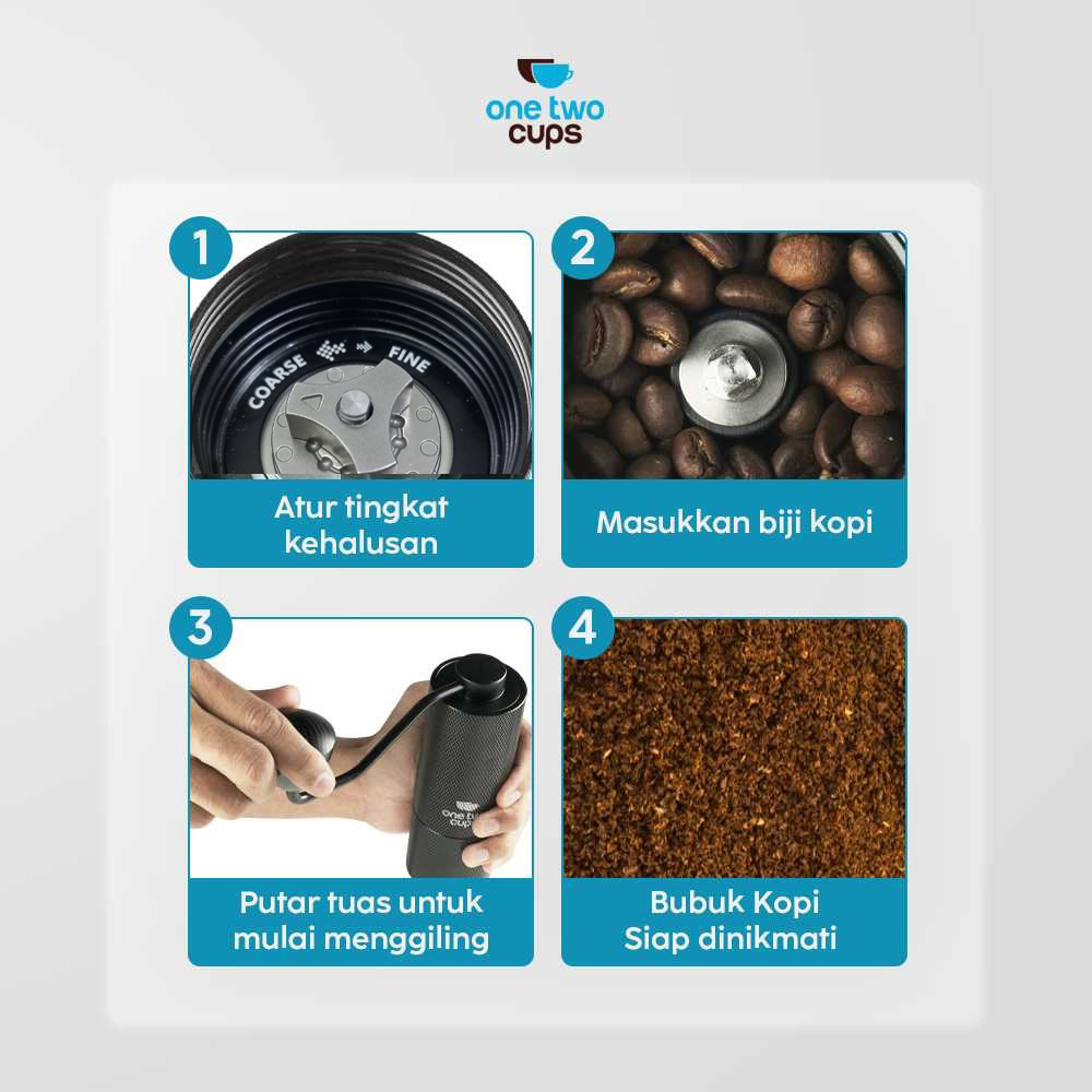 One Two Cups Alat Penggiling Kopi Manual Coffee Grinder Adjustable - JN60 Gambar produk One Two Cups Alat Penggiling Kopi Manual Coffee Grinder Adjustable - JN60