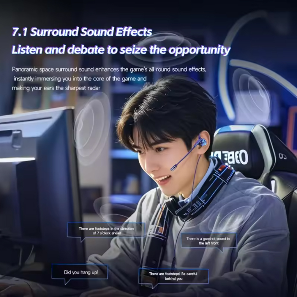 Gambar produk VAORLO Earphone Gaming Wired Type C HiFi Surround Sound Detachable Mic - G62