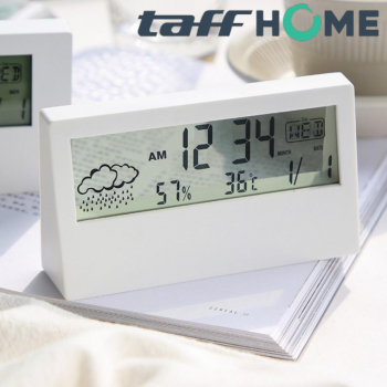 TaffHOME Jam Alarm Meja Digital Thermometer Hygrometer Weather Station - 2158