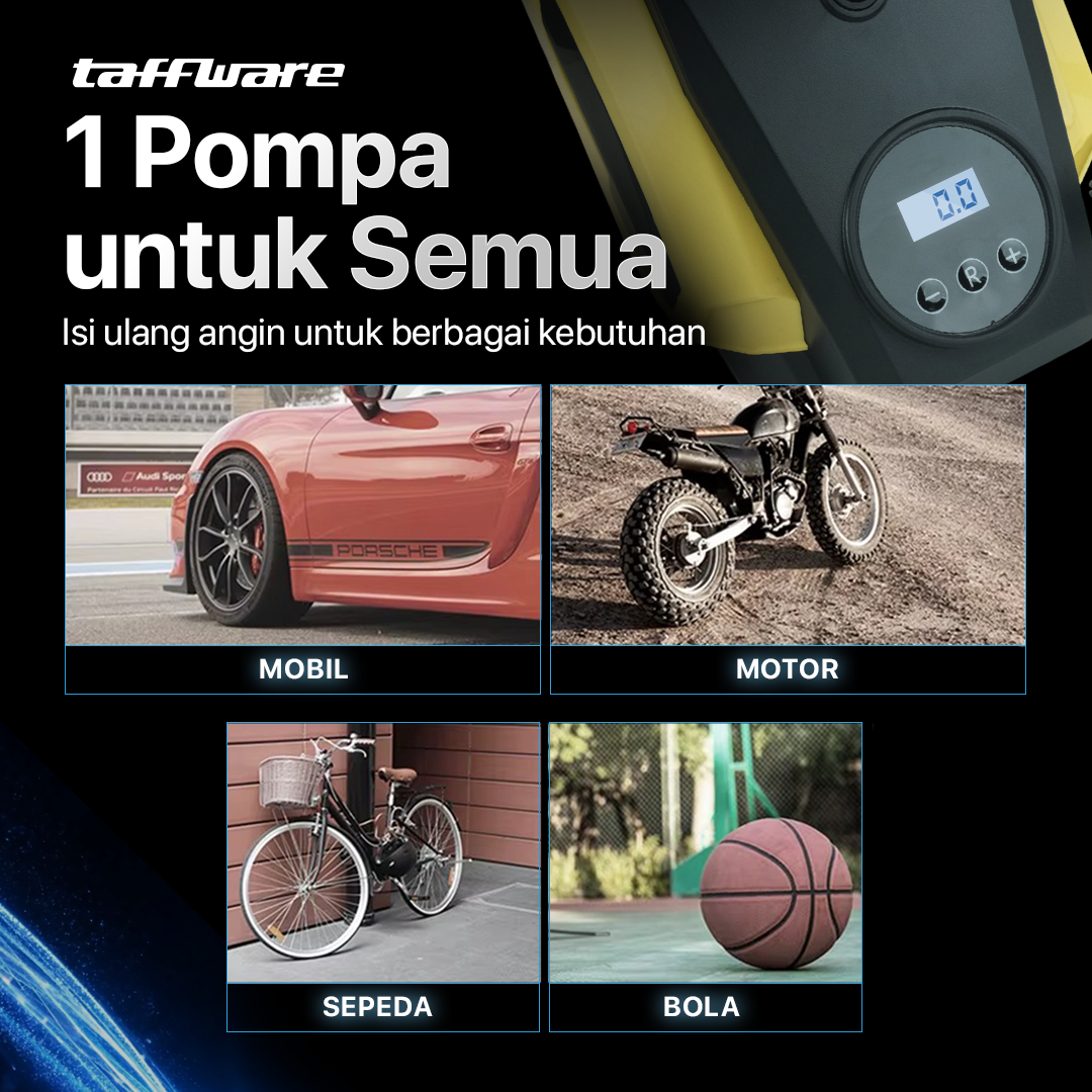 Taffware Pompa Ban Elektrik Portable Air Compressor DC 12V 50 PSI - ATJ-1166-mini Gambar produk Taffware Pompa Ban Elektrik Portable Air Compressor DC 12V 50 PSI - ATJ-1166-mini