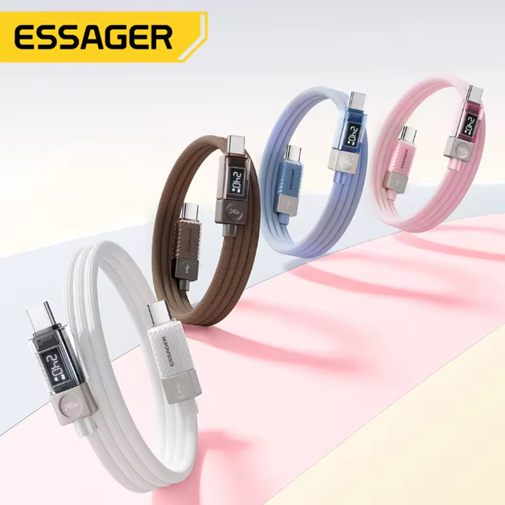 ESSAGER Kabel Data USB Type C Fast Charging LED Display 7A 100W 1M - ES-X76 Gambar produk ESSAGER Kabel Data USB Type C Fast Charging LED Display 7A 100W 1M - ES-X76