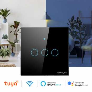TaffHOME Saklar Lampu Wireless WiFi Remote Tuya Alexa Touch Control - TH86
