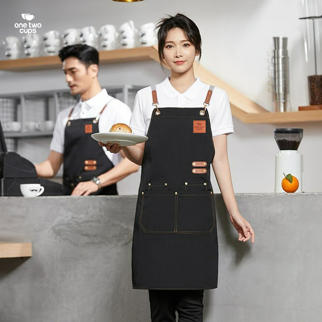 One Two Cups Celemek Masak Apron Anti Air dengan Kantong - SP01 Gambar produk One Two Cups Celemek Masak Apron Anti Air dengan Kantong - SP01