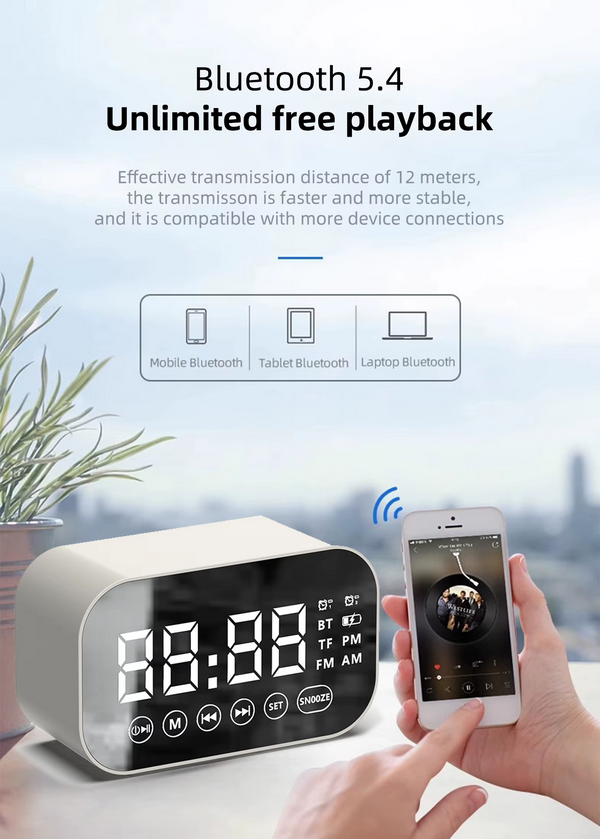 ZIKY Wireless Bluetooth Speaker Alarm Clock Mini TF/FM Radio 500mAh - G60 Gambar produk ZIKY Wireless Bluetooth Speaker Alarm Clock Mini TF/FM Radio 500mAh - G60