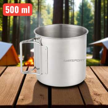 TaffSPORT Cangkir Kopi Stainless Steel Gagang Lipat Camping Mug - INU164