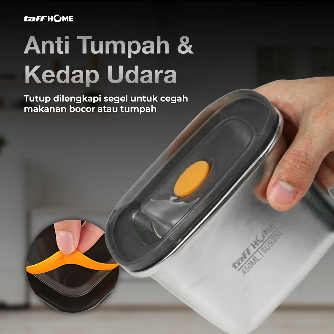 TaffHOME Kotak Makan Lunch Box Multifunction Stainless Steel 304 450ml - AC-21 Gambar produk TaffHOME Kotak Makan Lunch Box Multifunction Stainless Steel 304 450ml - AC-21