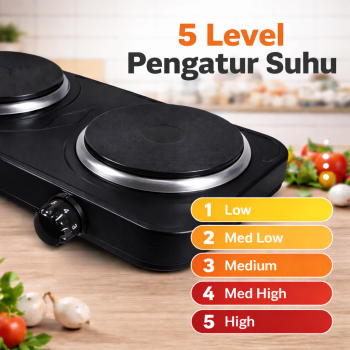 Gambar produk Taffware Kompor Listrik 2 Tungku Portable Hot Plate 2000W - WY-04B