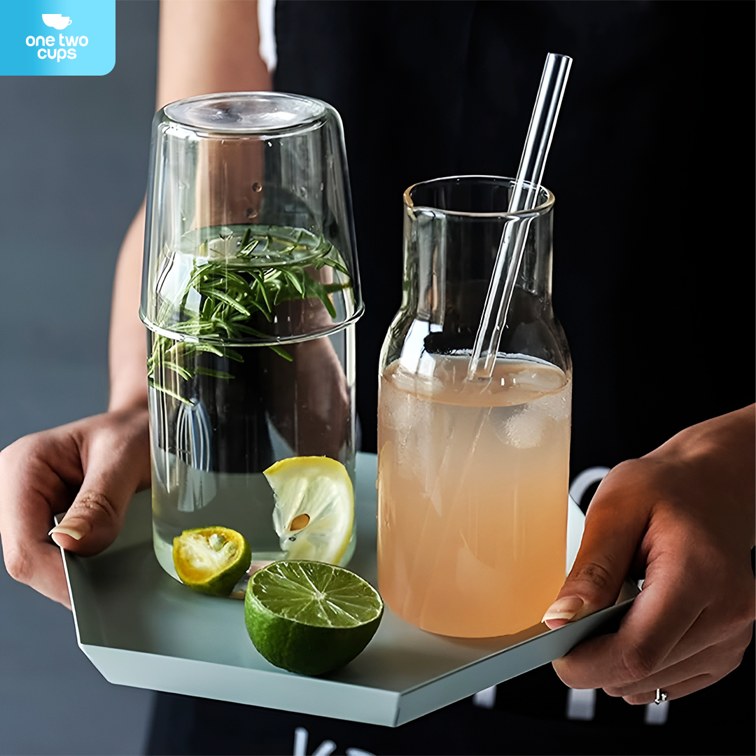 One Two Cups Set Teko Gelas Kaca Kopi Teh 1 Pitcher 1 Cup Minimalist Small 360ml - 0007G-C Gambar produk One Two Cups Set Teko Gelas Kaca Kopi Teh 1 Pitcher 1 Cup Minimalist Small 360ml - 0007G-C