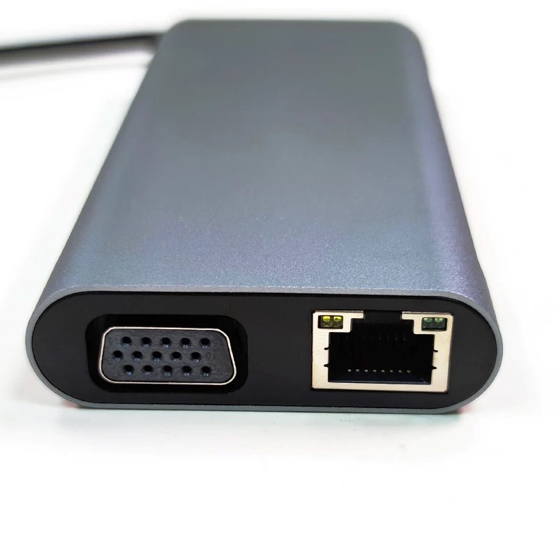 Gambar produk EASYIDEA USB Type C Hub 10 in 1 HDMI VGA USB 3.0 LAN RJ45 Card Reader - VD76