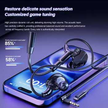 Gambar produk VAORLO Earphone Gaming Wired Type C HiFi Surround Sound Detachable Mic - G62
