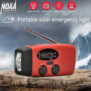 DOINBE Emergency Radio Solar LED Hand Crank NOAA Power Bank 2000mAh - HY-008