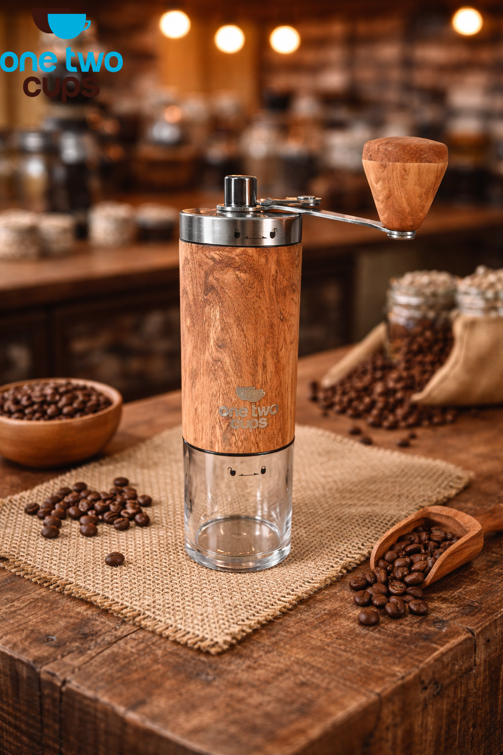 Gambar produk One Two Cups Alat Penggiling Kopi Manual Coffee Grinder Ceramic Core - 5011