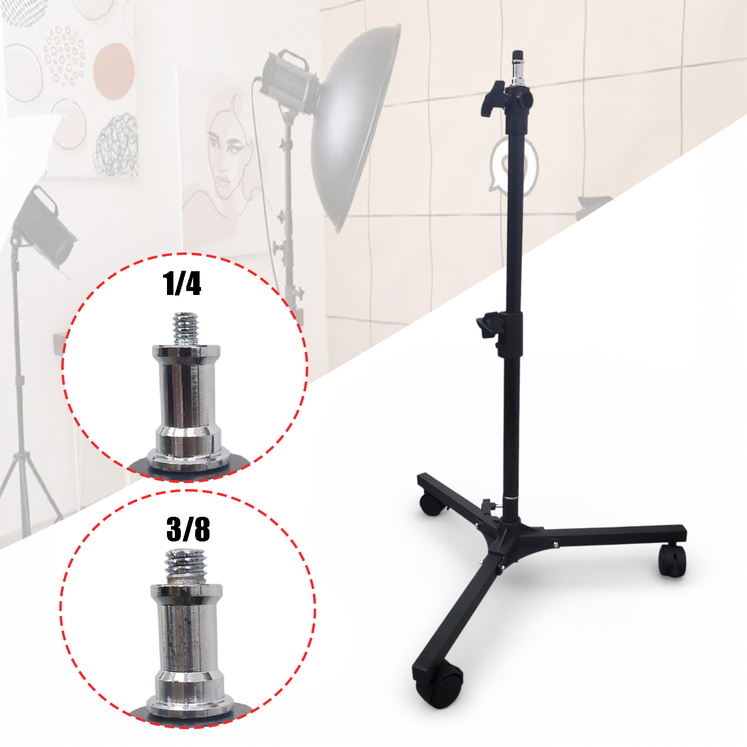 CAFON Stand Lampu Studio Pulley Ground Lamp Tripod Extandable 70cm - ST-100 Gambar produk CAFON Stand Lampu Studio Pulley Ground Lamp Tripod Extandable 70cm - ST-100