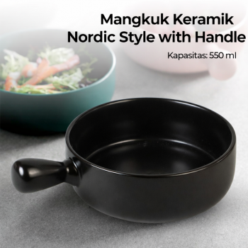 Glazed Mangkuk Keramik Bowl Nordic Style with Handle - PJ535