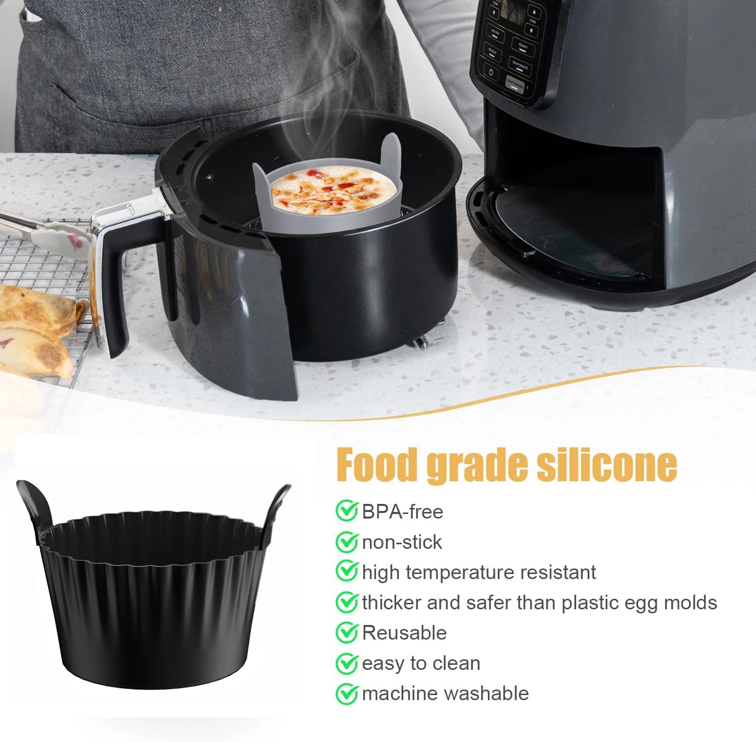 SHINKI Alas Air Fryer Silikon Egg Poacher Baking Cups 7.5cm 6 PCS - M05 Gambar produk SHINKI Alas Air Fryer Silikon Egg Poacher Baking Cups 7.5cm 6 PCS - M05