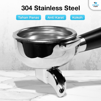 Gambar produk One Two Cups Portafilter Single Spout Stainless Steel 58mm Kayu Rosewood - AL304