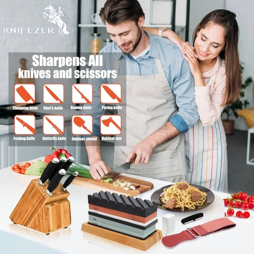 KNIFEZER Batu Pengasah Pisau Knife Sharpener 400/1000 3000/8000 2PCS - CF413 Gambar produk KNIFEZER Batu Pengasah Pisau Knife Sharpener 400/1000 3000/8000 2PCS - CF413
