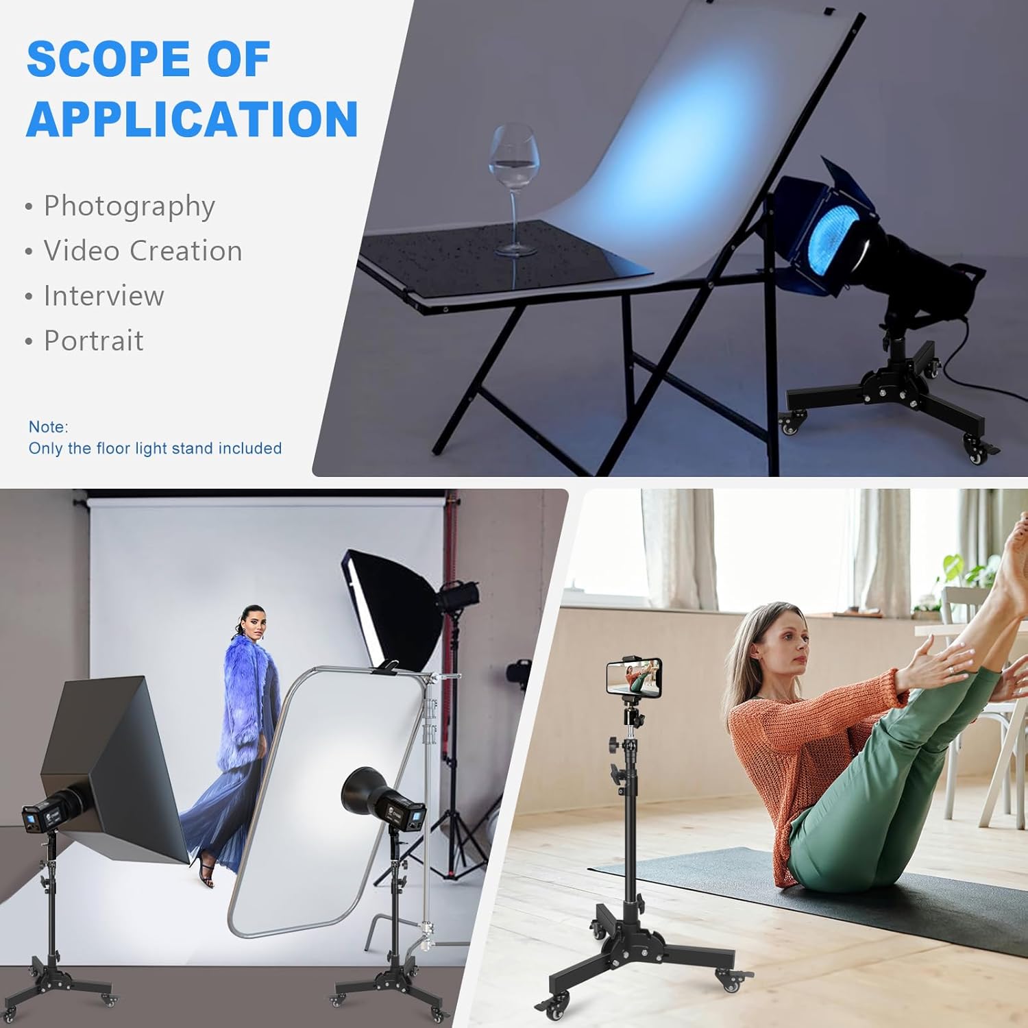 CAFON Stand Lampu Studio Pulley Ground Lamp Tripod Extandable 70cm - ST-100 Gambar produk CAFON Stand Lampu Studio Pulley Ground Lamp Tripod Extandable 70cm - ST-100