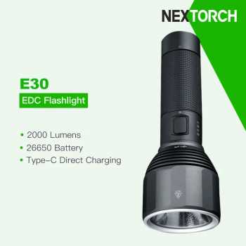 NEXTORCH Senter LED EDC Flashlight Rechargeable IPX7 2000 Lumens - E30