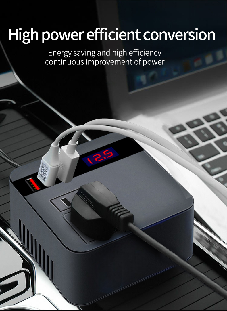 Taffware Car Power Inverter DC to DC 12/24V to 110/220V 100W - EA851 Gambar produk Taffware Car Power Inverter DC to DC 12/24V to 110/220V 100W - EA851