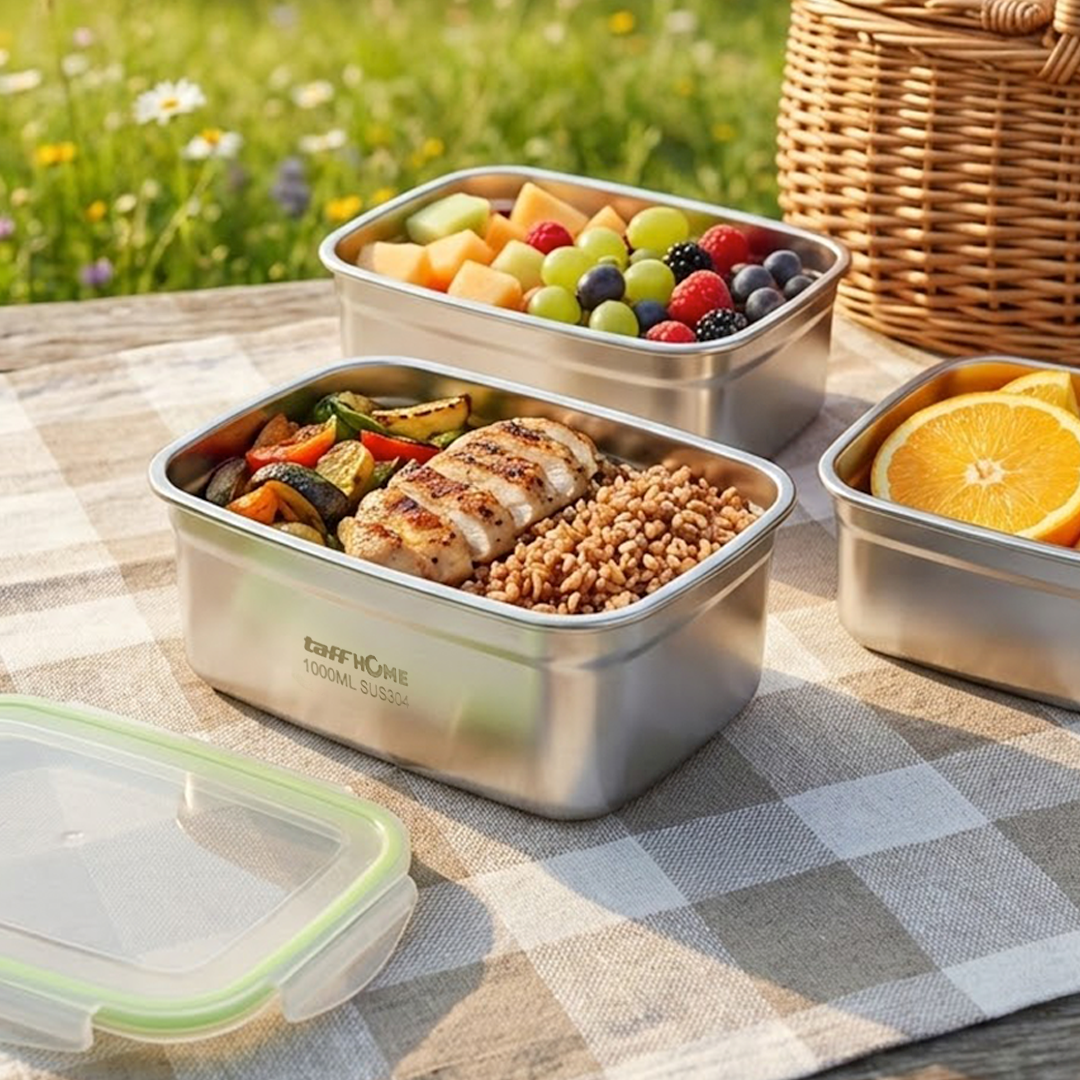 TaffHOME Kotak Makan Anti Tumpah Deep Lunch Box Stainless Steel 304 1000ml - Slyz51 Gambar produk TaffHOME Kotak Makan Anti Tumpah Deep Lunch Box Stainless Steel 304 1000ml - Slyz51