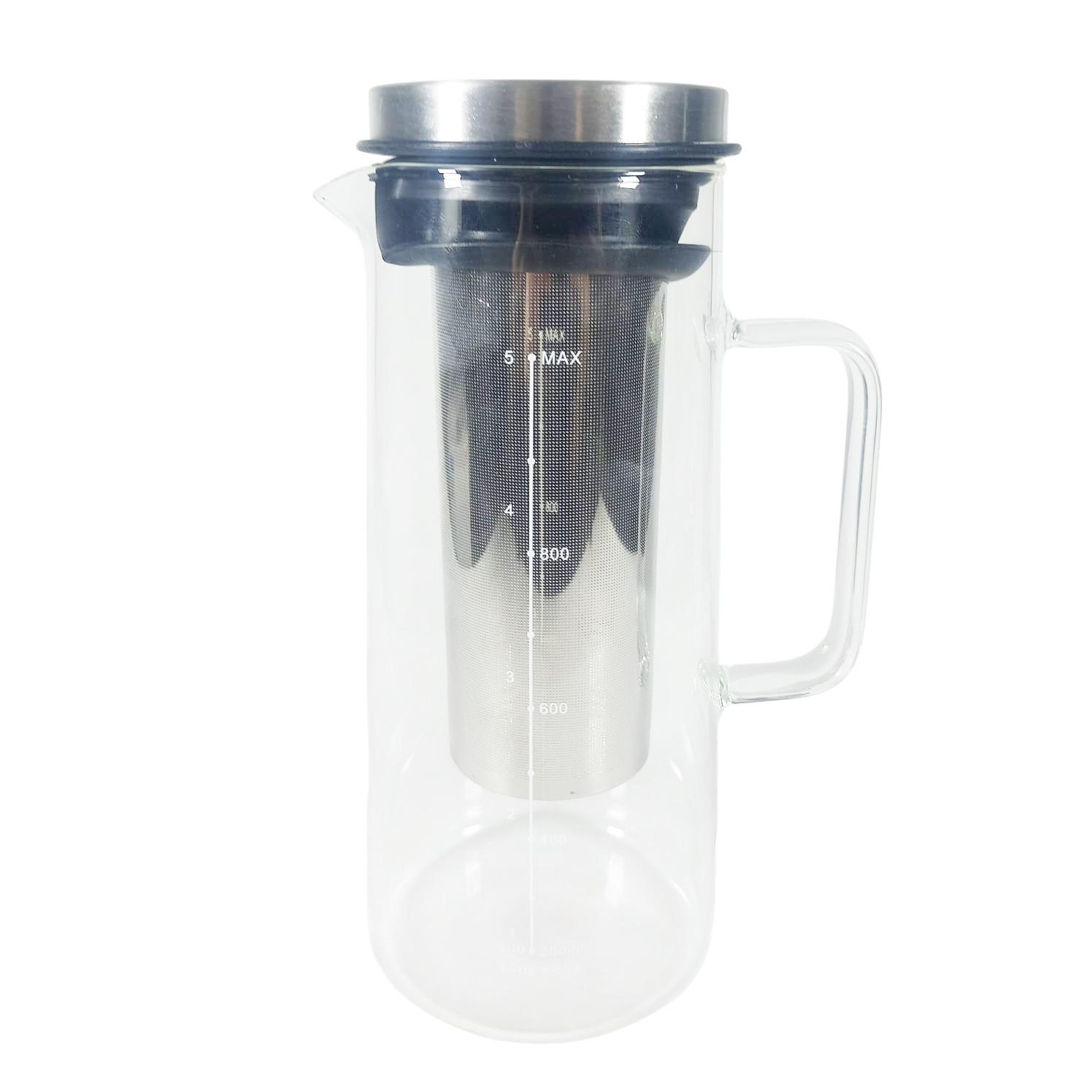 Gambar produk MagiDeal Teko Kaca Kopi Teh Water Pitcher Jug Stainless Steel Filter 1000ml - MD-10