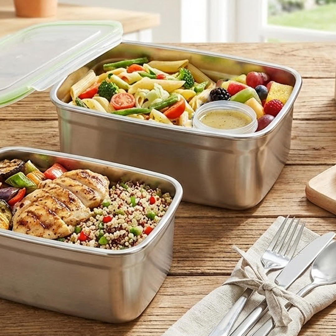 TaffHOME Kotak Makan Anti Tumpah Deep Lunch Box Stainless Steel 304 1500ml - Slyz51 Gambar produk TaffHOME Kotak Makan Anti Tumpah Deep Lunch Box Stainless Steel 304 1500ml - Slyz51