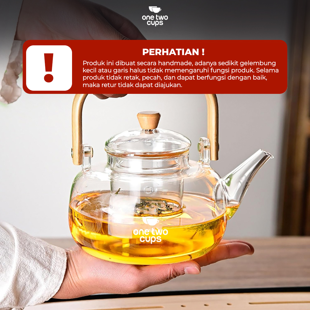 One Two Cups Teko Teh Pitcher Japanese Style Tahan Panas Api Teapot 1000ml - 8CV101 Gambar produk One Two Cups Teko Teh Pitcher Japanese Style Tahan Panas Api Teapot 1000ml - 8CV101