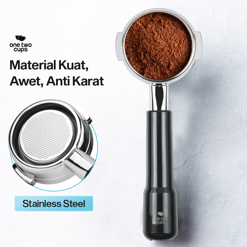 Gambar produk One Two Cups Bottomless Naked Portafilter Stainless Steel Expobar 58mm - RJ8