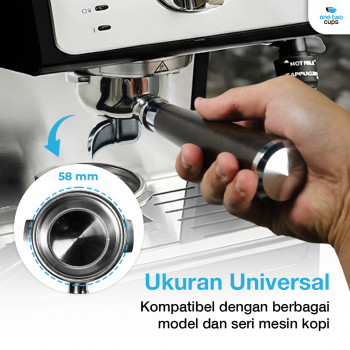 Gambar produk One Two Cups Portafilter Single Spout Stainless Steel 58mm Kayu Rosewood - AL304
