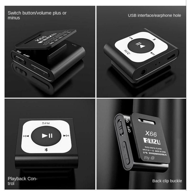 RUIZU MP3 Player Bluetooth 5.0 Radio Rechargeable Portable Clip 32GB - X66 Gambar produk RUIZU MP3 Player Bluetooth 5.0 Radio Rechargeable Portable Clip 32GB - X66